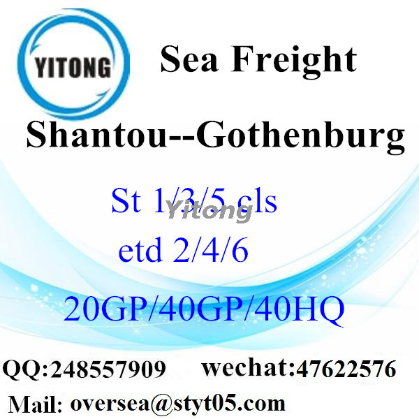 Shantou port sea freight shipping to Gothenburg Sweden