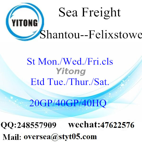 Shantou Port Sea Freight Shipping To Felixstowe UK